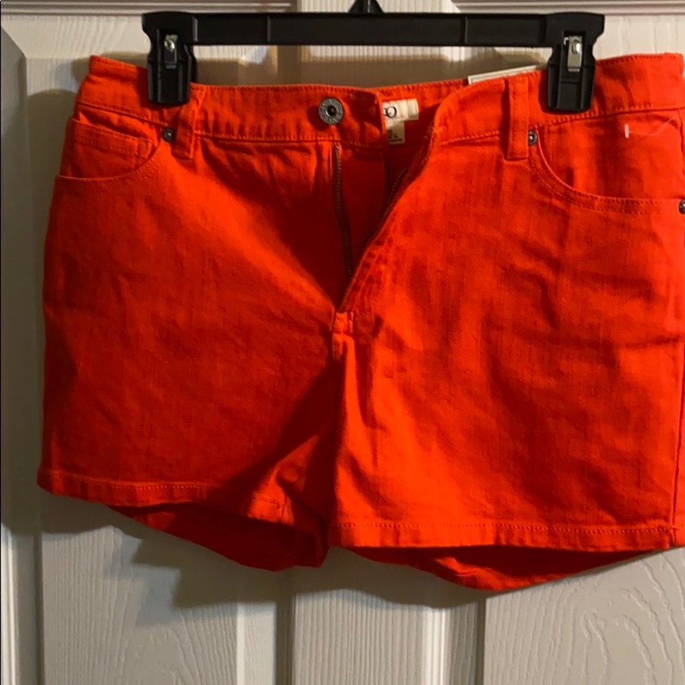 Orange jean shorts
